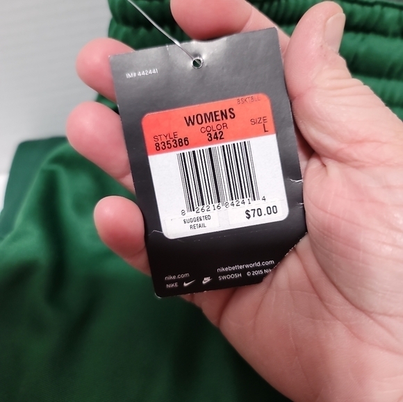 NWT Nike Therma-fit Womens Elite Stripe Basketball Pants Green White Large - Picture 3 of 4